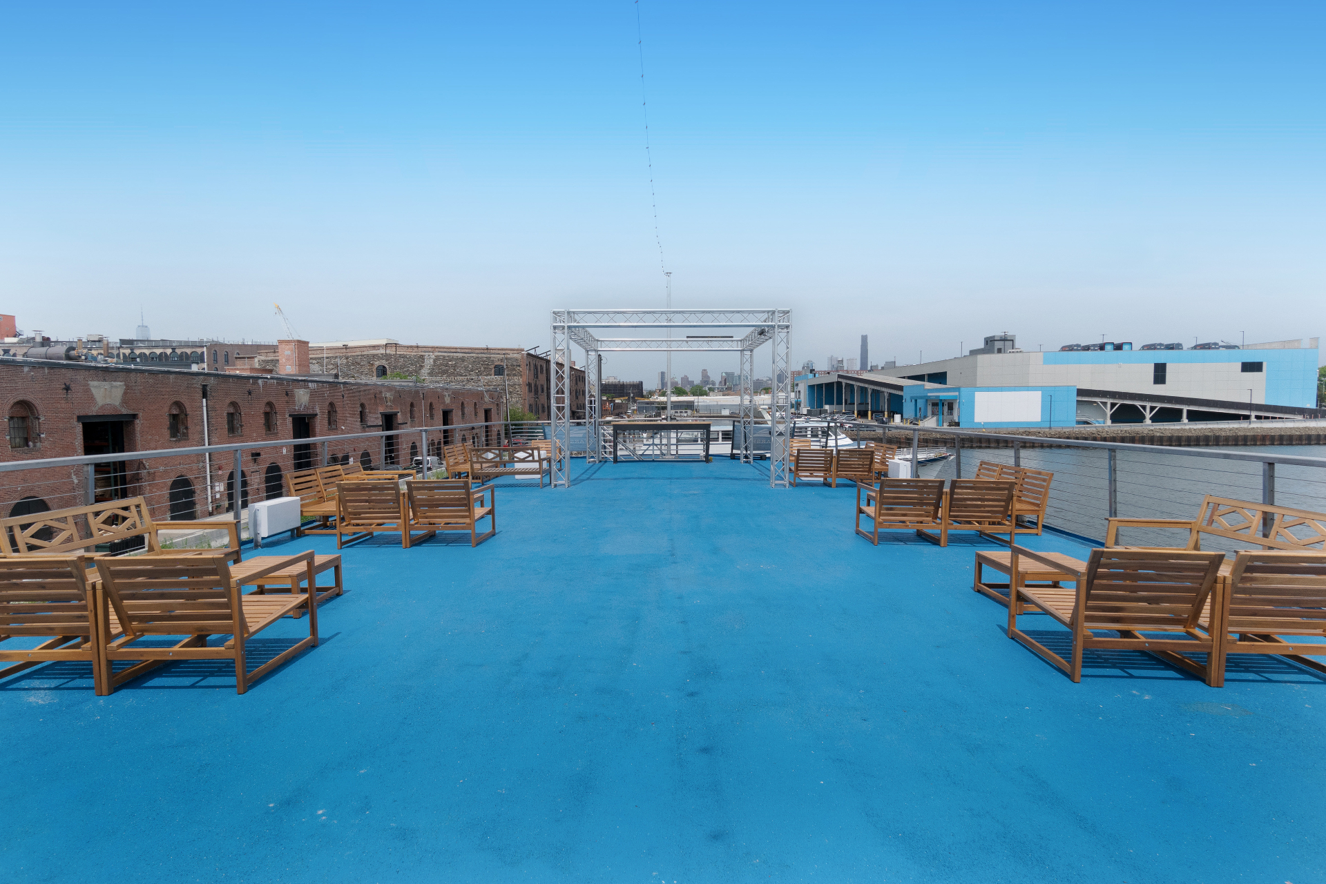 Star of the Hudson rooftop lounge set for a wedding reception